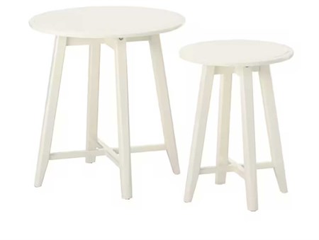 Soffbord, Adam, satsbord, 49cm ø och 35cm ø, vit